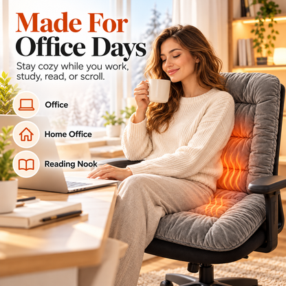 🔥 Heated Seat & Back Cushion – Plush Chair Warmer