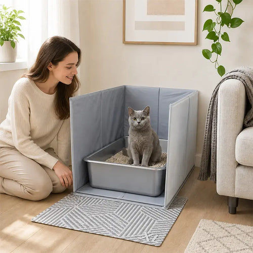 Foldable Cat Litter Box Splash Guard - Waterproof Oxford Fabric Enclosure
