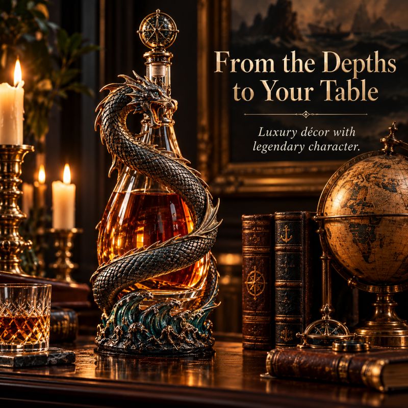 🎁Leviathan Coil Dragon Decanter™ — Hand-Finished Whiskey Decanter with Compass Stopper
