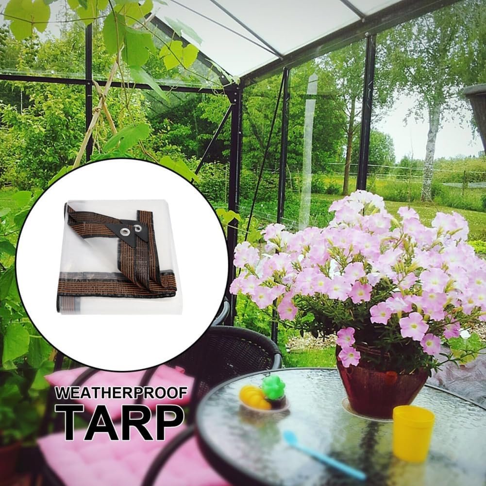 Clear Waterproof PE Tarp – Transparent Outdoor Cover with Metal Grommets