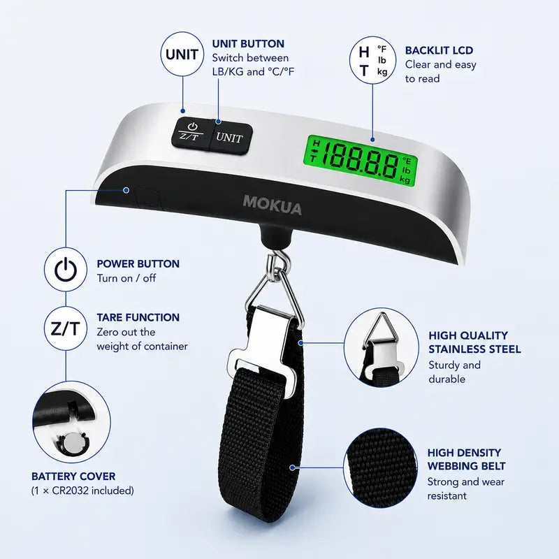 ✈️ TRAVEL SPECIAL: Digital Luggage Scale – 110lb/50kg Capacity, Backlit Display & Portable Design for Smarter Packing 🧳✨