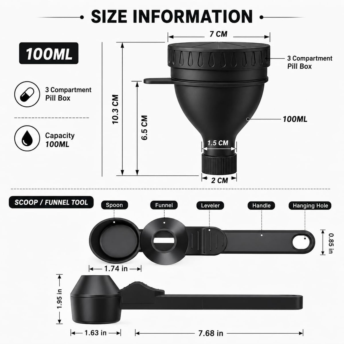 💪Gym Essential｜Portable Protein Powder Dispenser Funnel with Carabiner🥤