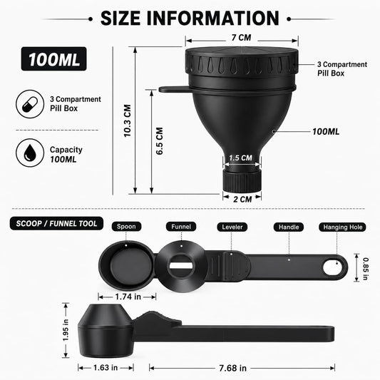 💪Gym Essential｜Portable Protein Powder Dispenser Funnel with Carabiner🥤