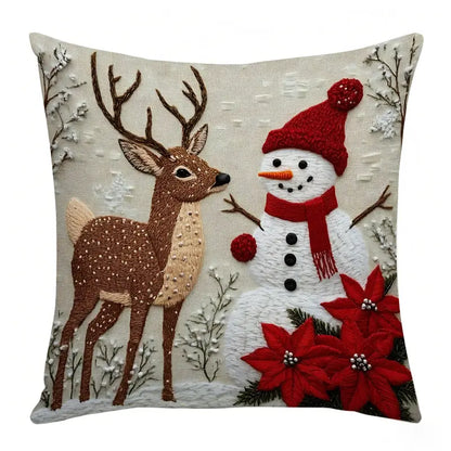 🎄Set of 4 Neutral Square Christmas Decorative Throw Pillows