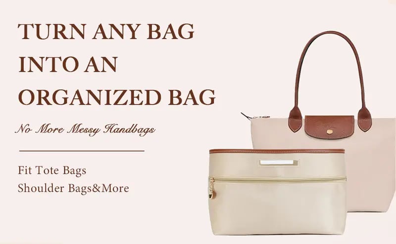 Silky Satin Tote Bag Insert Organizer with Handles