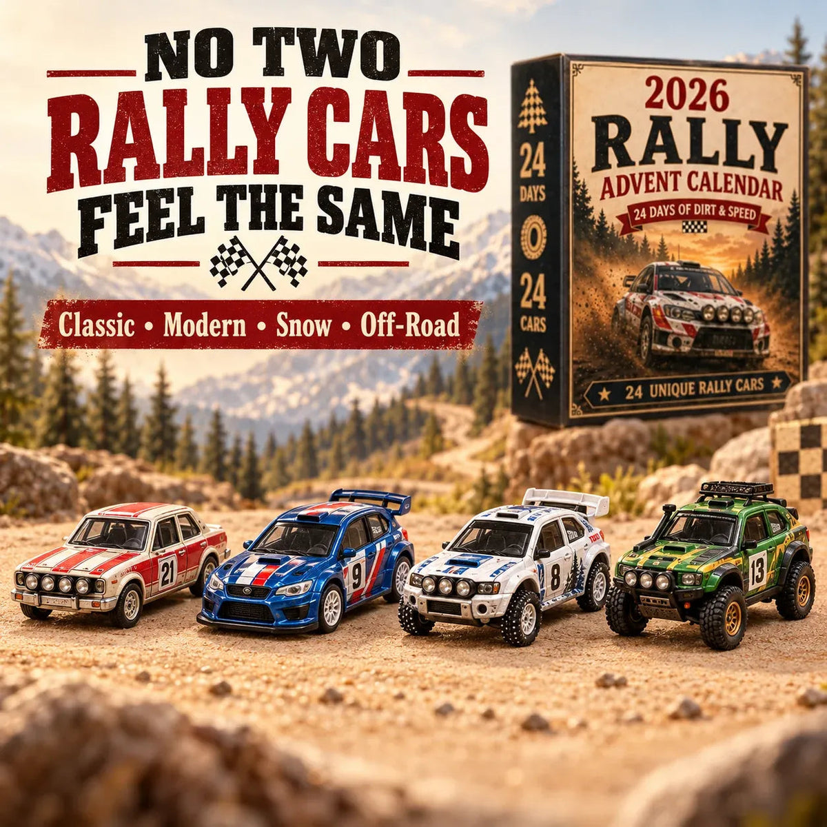 24-Day Rally Car Advent Calendar for Racing Fans – Countdown to Christmas🎄💨