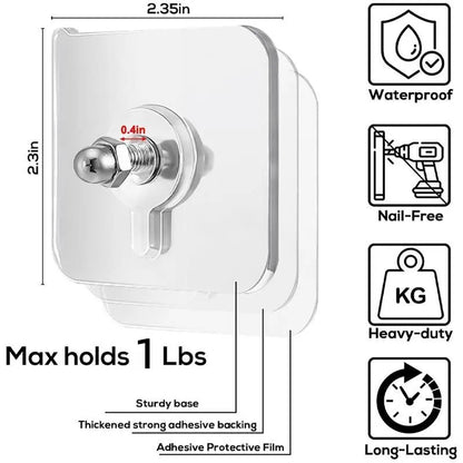 🖼️ 20PCS Acrylic Photo Hooks - Stainless Steel & Ceramic Self-Adhesive
