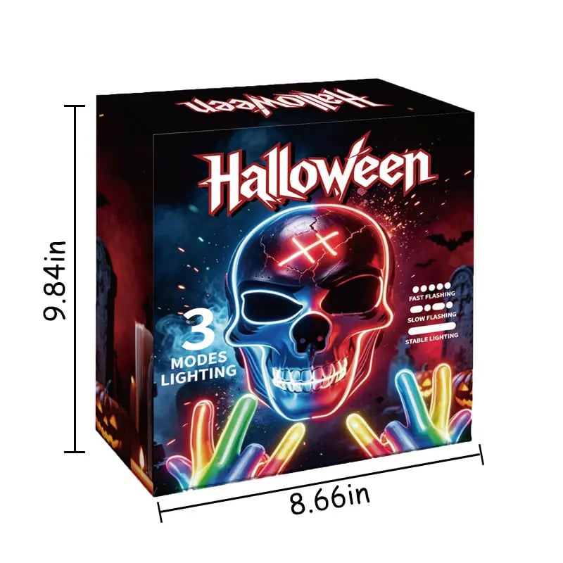 Halloween LED Scary Skeleton Hacker Mask - One Size Cosplay Horror Mask Party Clothing, Creepy Accessories, Multi-Color Glowing Lights