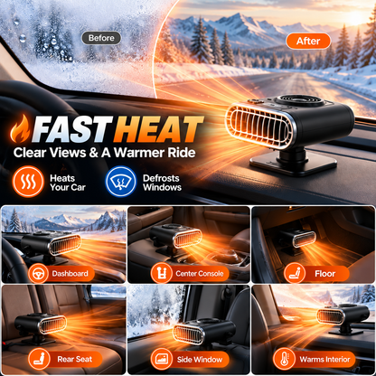 🔥 360° Portable Car Heater & Rapid Windshield Defroster
