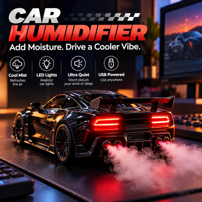 🏎️ Supercar Humidifier – Cool Mist, LED Glow & Racing-Inspired Design