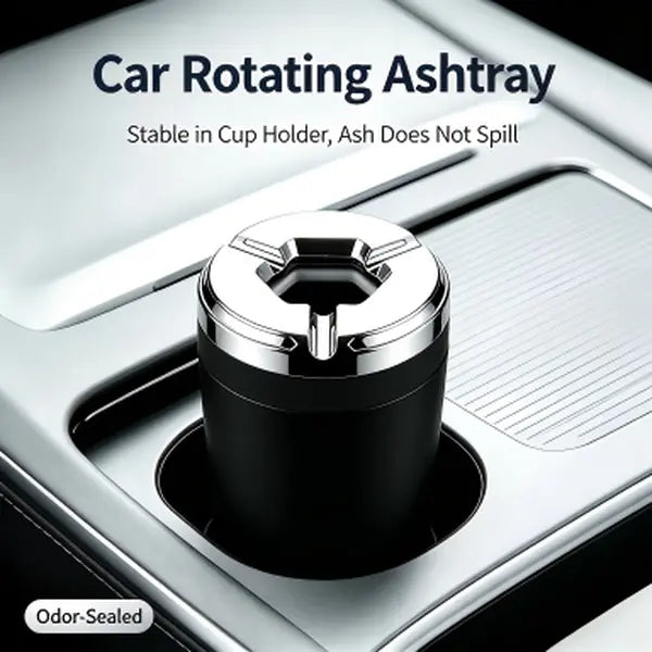 Rotating Sealed Lid Car Ashtray Odor Resistant Auto Cigarette Ashtray Fits Vehicle Cup Holder