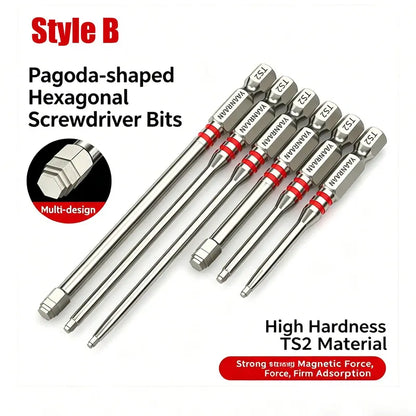 All-in-One Pagoda Hex Screwdriver Bit Set (6PCS) - Universal Magnetic Impact Bits