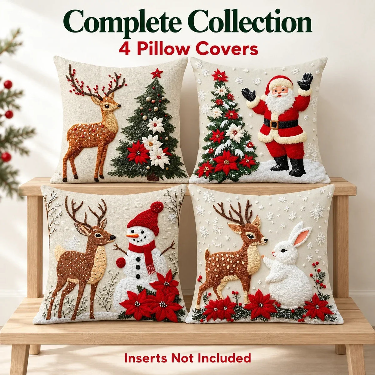 🎄 Christmas Pillow Covers 4-Piece Set — Festive Sofa Makeover