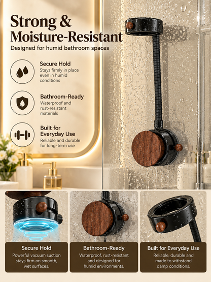 Hands-Free Hair Dryer Holder – No-Drill Suction Mount with Adjustable Arm & Cord Storage
