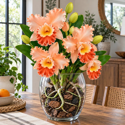 💎 Rare Ruffled Cattleya Orchid Rooted Pseudobulbs – Giant Exotic Bloom