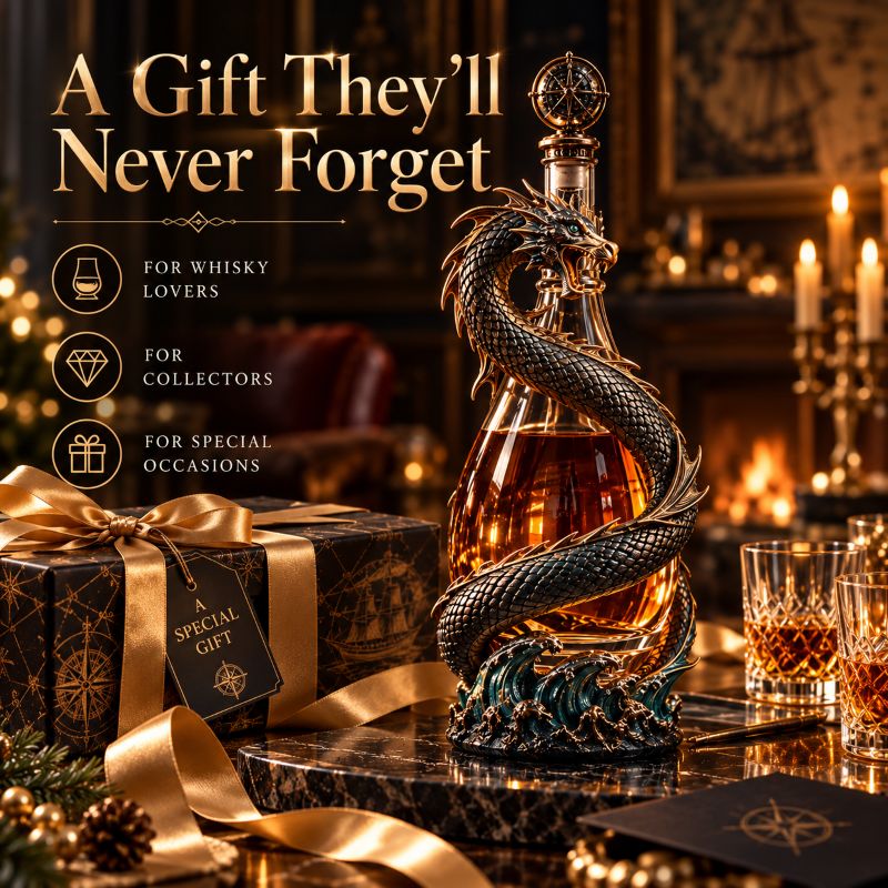 🎁Leviathan Coil Dragon Decanter™ — Hand-Finished Whiskey Decanter with Compass Stopper