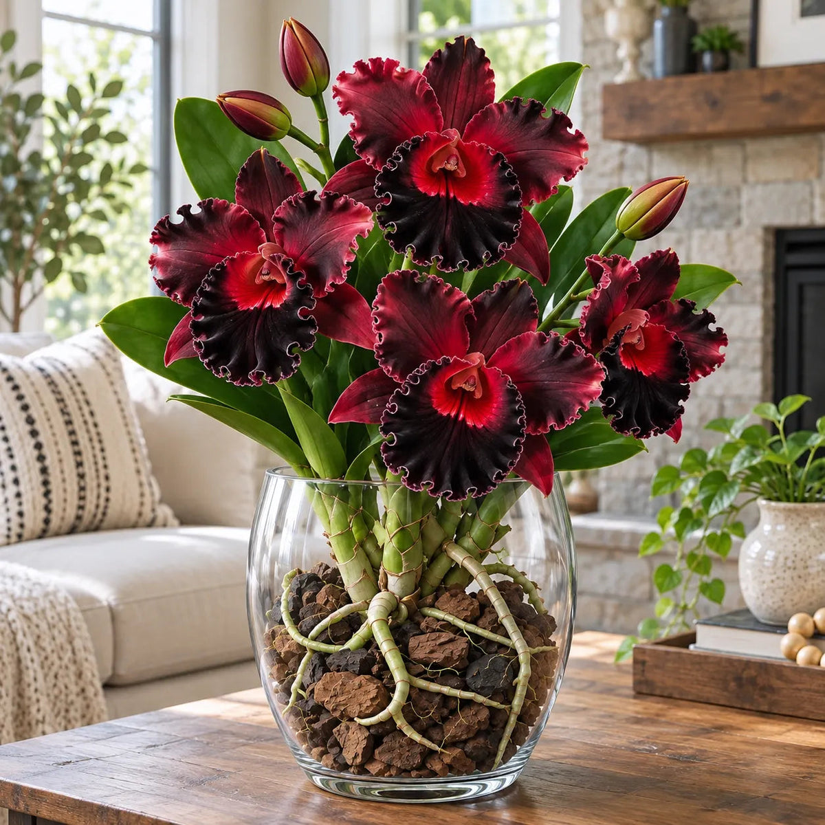 💎 Rare Ruffled Cattleya Orchid Rooted Pseudobulbs – Giant Exotic Bloom