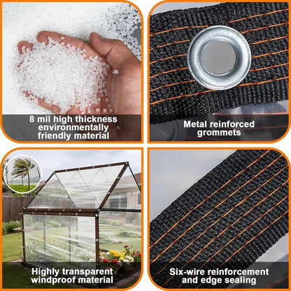 Clear Waterproof PE Tarp – Transparent Outdoor Cover with Metal Grommets