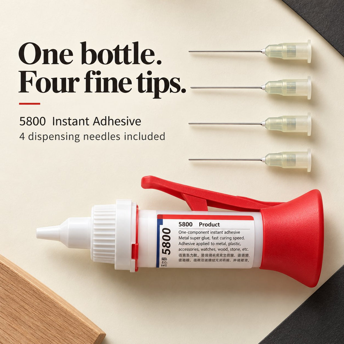 5800 Instant Adhesive with Precision Applicator & 4 Dispensing Needles – 30 mL
