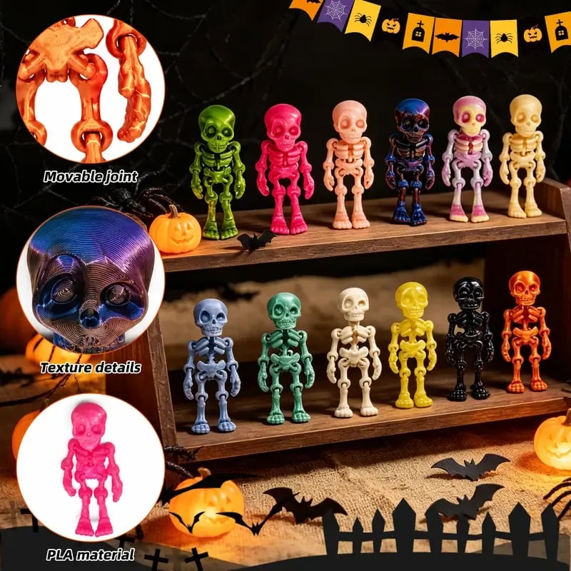 2026 Hot Sale💀 3D Printed Skeleton Mini Statues – Fun Spooky Decor!
