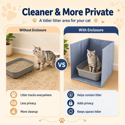 Foldable Cat Litter Box Splash Guard - Waterproof Oxford Fabric Enclosure