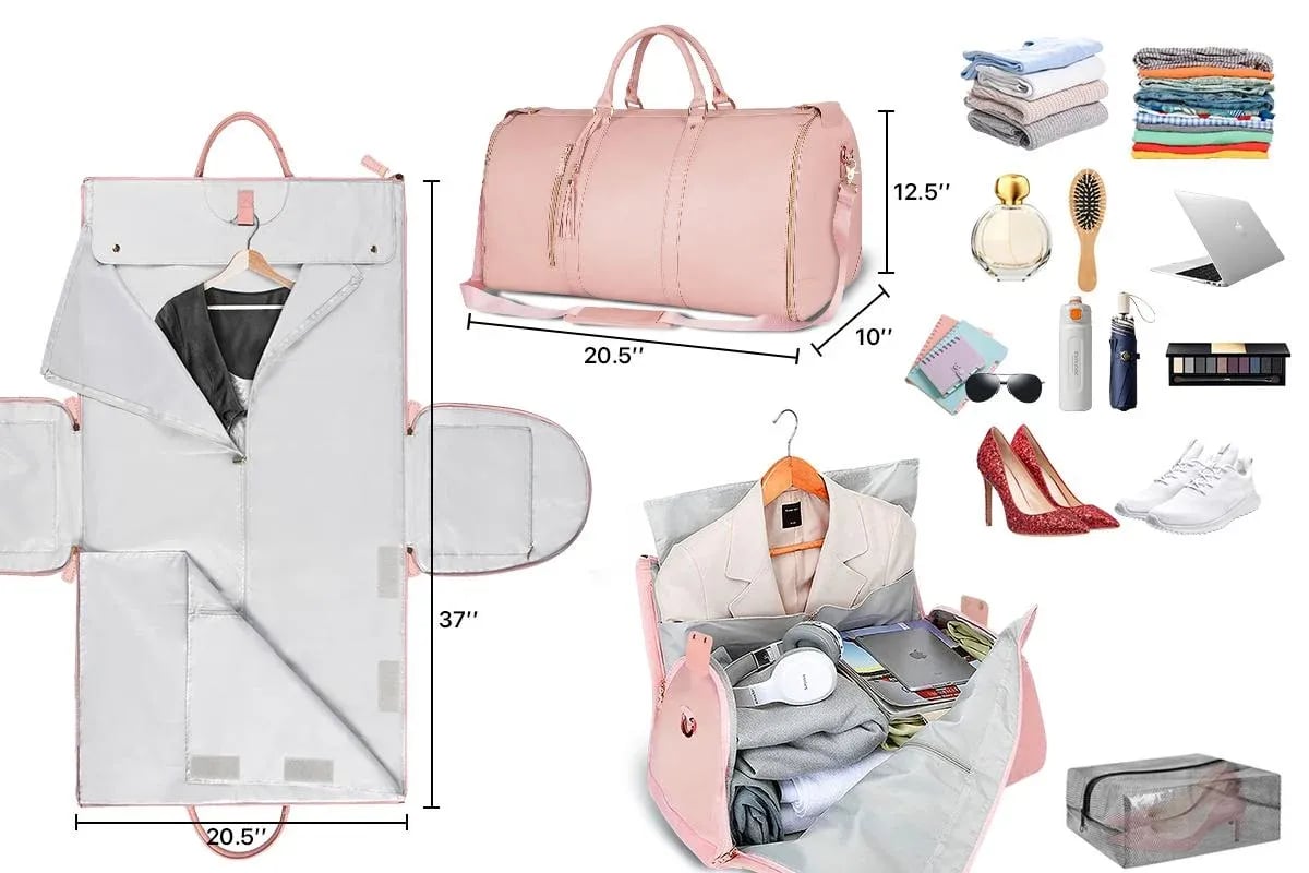 2-in-1 Convertible Garment Duffle – Carry-On with Hanging Suit Compartment & Shoe Storage