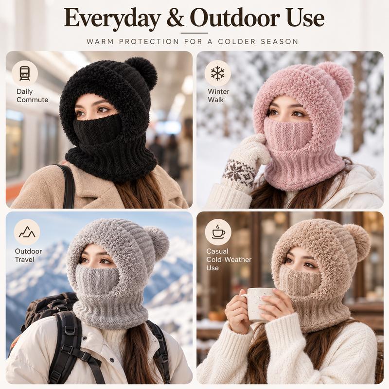 Girls' 3-in-1 Fleece Winter Balaclava – Warm Hat, Scarf & Face Cover