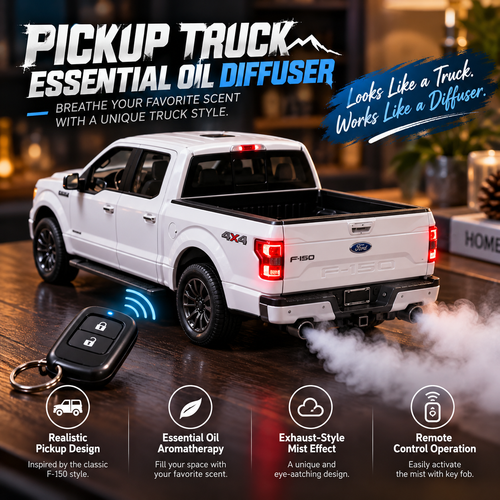 🚙 Realistic Pickup Truck Essential Oil Diffuser – Remote-Controlled Aromatherapy Mist with Exhaust Smoke Effect
