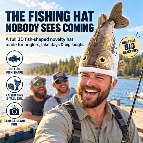 🔥Last day 49% OFF🐟 Funny 3D Fish Hat — Funny Fishing Gift for Anglers, Lake Days & Parties
