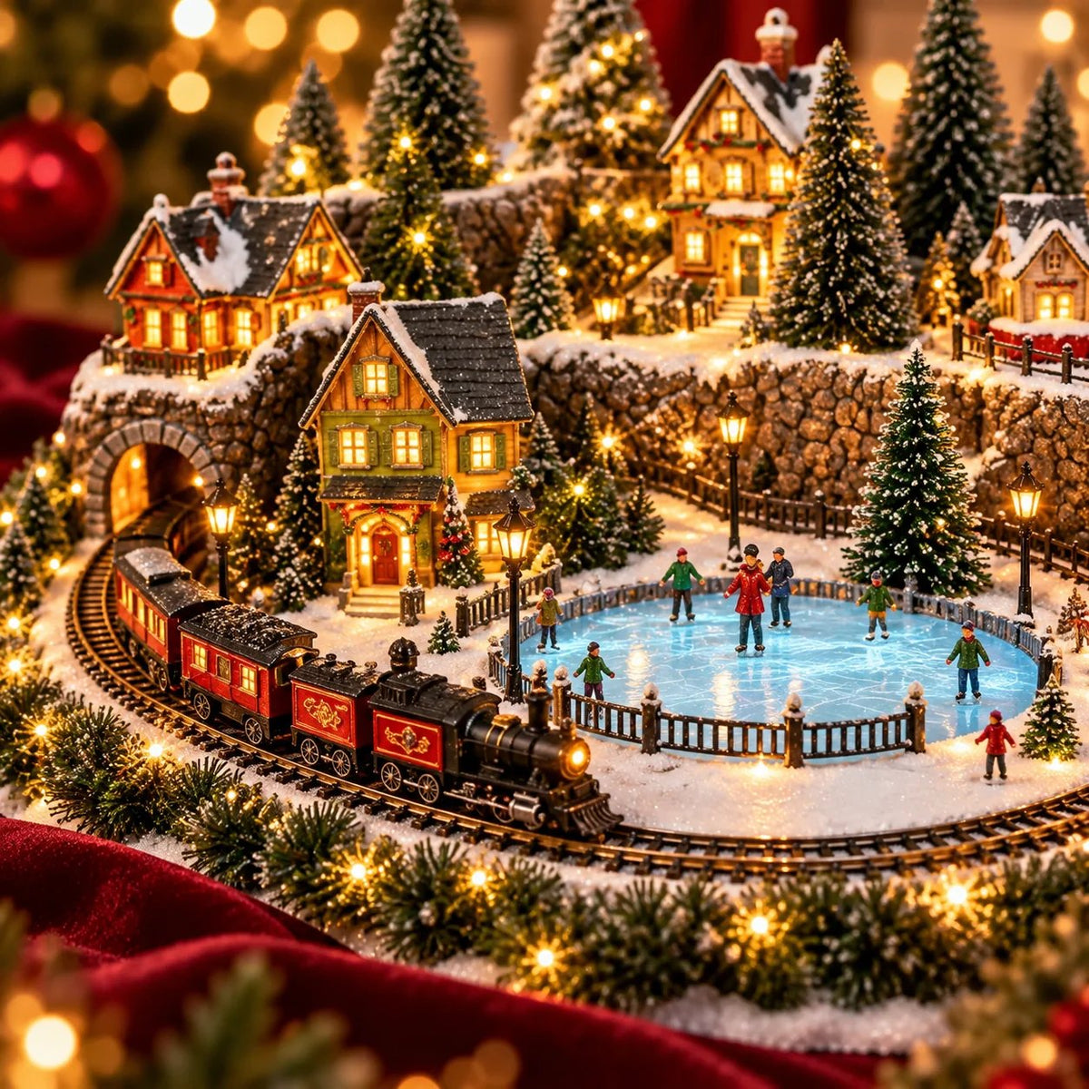 🎄 Lighted & Animated Christmas Village Collection – Magical Moving Holiday Display ✨
