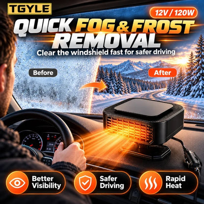 Portable Car Heater Defroster with 360-Degree Rotating Base