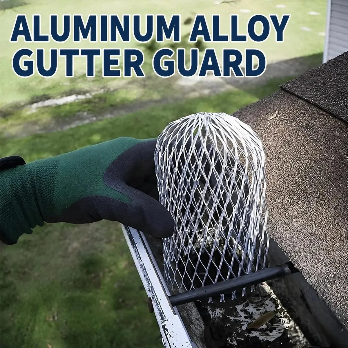 ✨Aluminum Alloy Gutter Guard Filter, Roof Rain Gutter Downspout Strainer, Anti‑Clog Leaf Debris Catcher for Home Drainage System