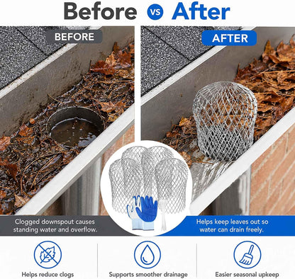 ✨Aluminum Alloy Gutter Guard Filter, Roof Rain Gutter Downspout Strainer, Anti‑Clog Leaf Debris Catcher for Home Drainage System