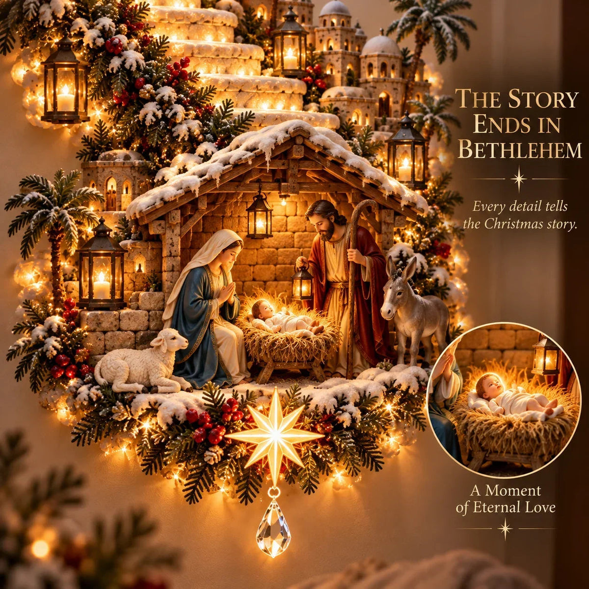 ✝️ Jesus Light Of Heaven Christmas Wall Hanging