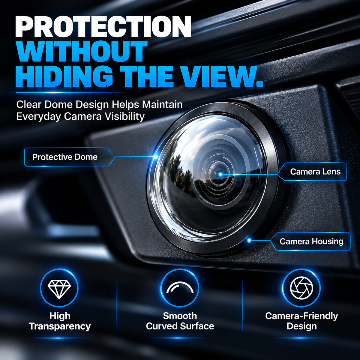 Universal Rear Camera Lens Protector Cover – Clear Low-Profile Shield for Dust, Rain & Road Debris