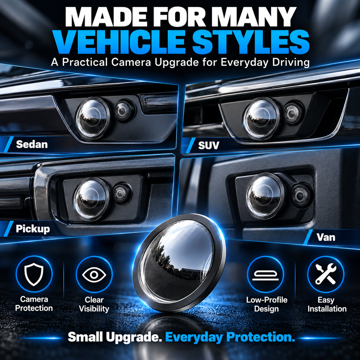 Universal Rear Camera Lens Protector Cover – Clear Low-Profile Shield for Dust, Rain & Road Debris