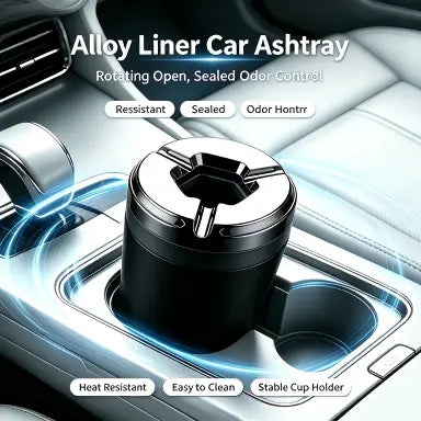 Rotating Sealed Lid Car Ashtray Odor Resistant Auto Cigarette Ashtray Fits Vehicle Cup Holder