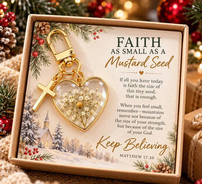 ⏳ Last Day 50% OFF –✝️ Mustard Seed Faith Keychain — Keep Believing