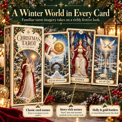 🔮Christmas Tarot Deck Gift Set – 78 Festive Cards & 12-Day Reflection Guide