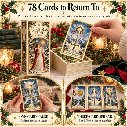 🔮Christmas Tarot Deck Gift Set – 78 Festive Cards & 12-Day Reflection Guide