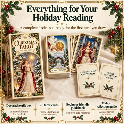 🔮Christmas Tarot Deck Gift Set – 78 Festive Cards & 12-Day Reflection Guide