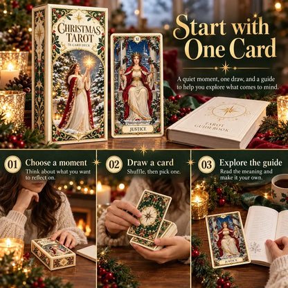 🔮Christmas Tarot Deck Gift Set – 78 Festive Cards & 12-Day Reflection Guide