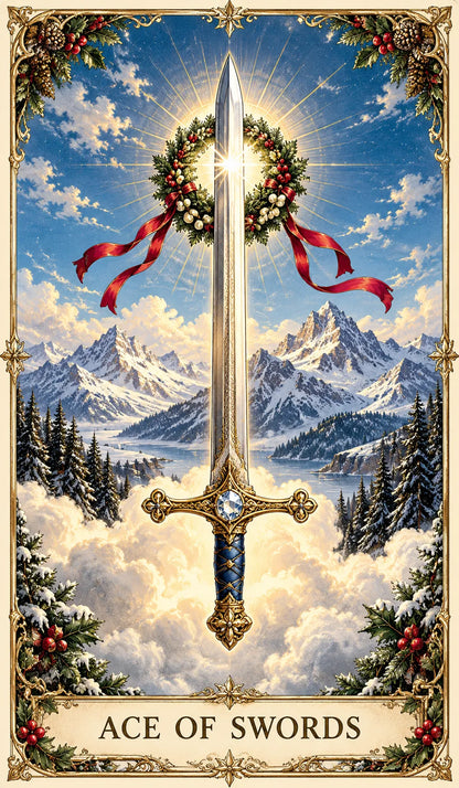 🔮Christmas Tarot Deck Gift Set – 78 Festive Cards & 12-Day Reflection Guide