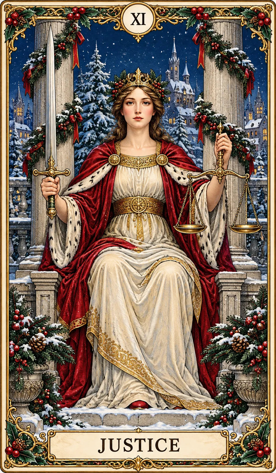 🔮Christmas Tarot Deck Gift Set – 78 Festive Cards & 12-Day Reflection Guide