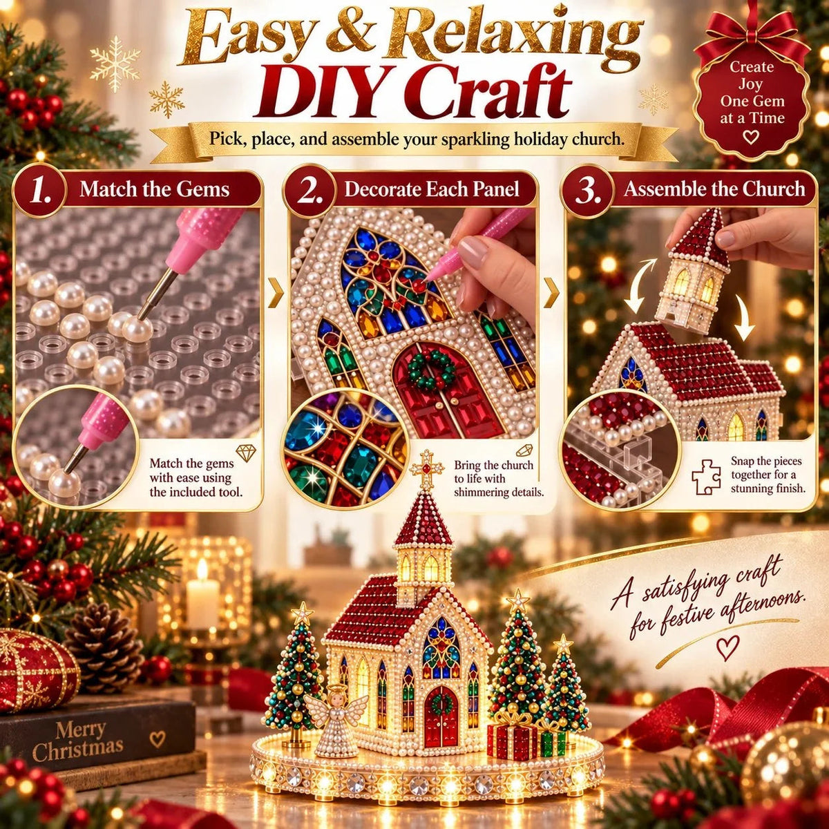 ✨🔥sparkling Christmas Church Diy Gem Art Kit