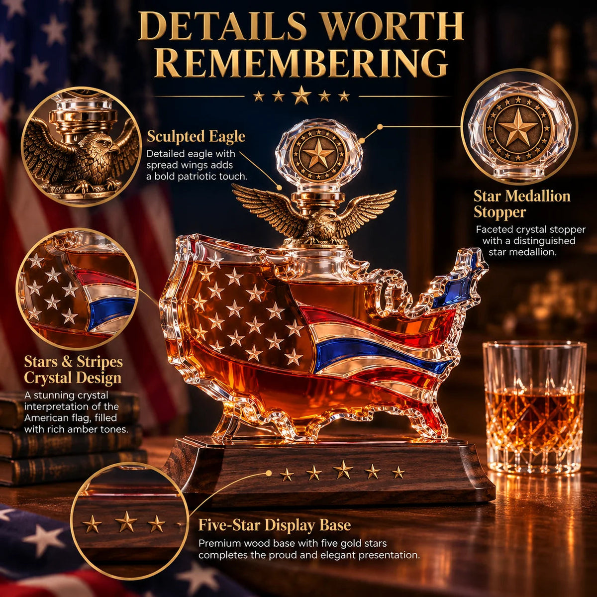 🔥LAST DAY 49% OFF 🎁A TRIBUTE THAT LASTS-Veterans Tribute Crystal Decanter