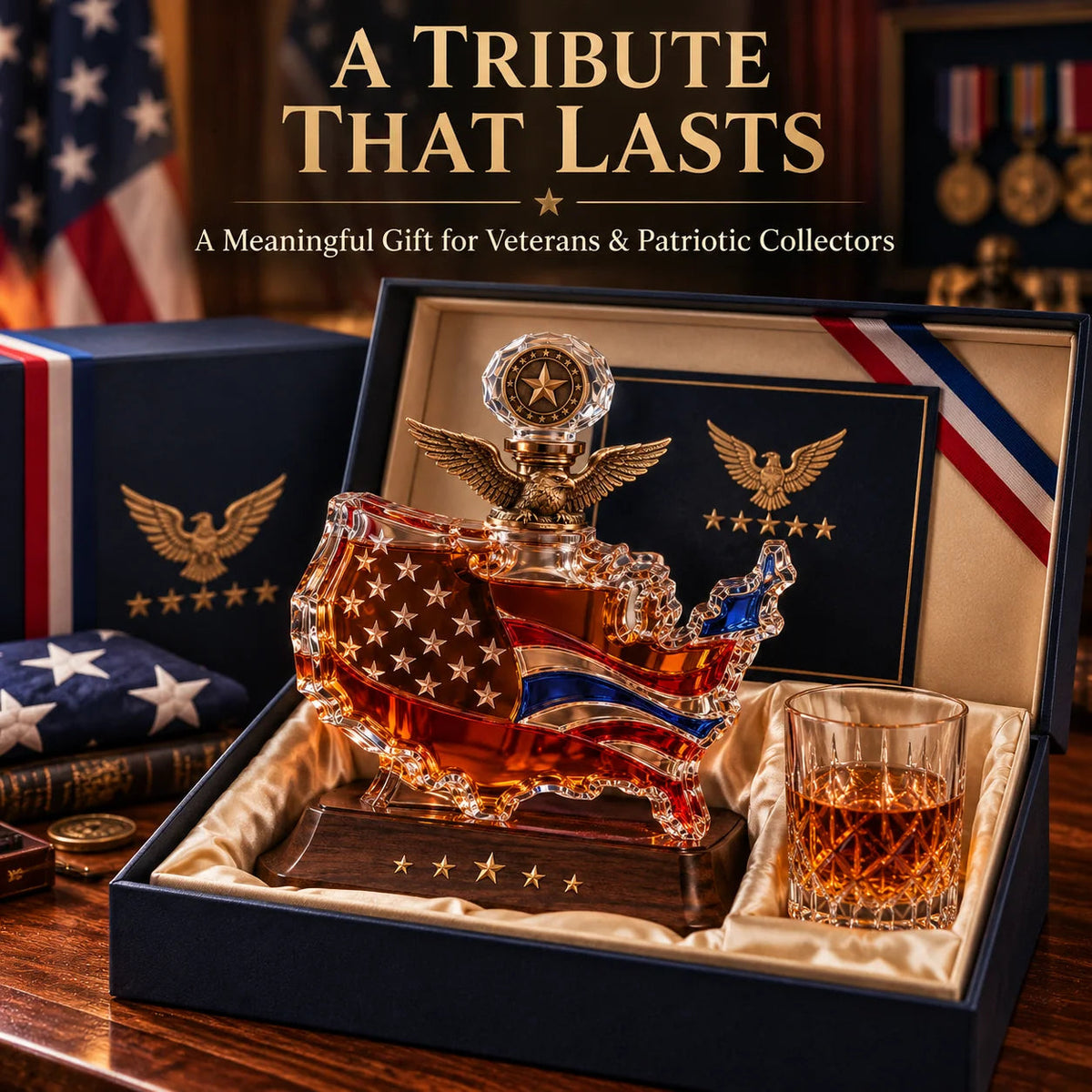 🔥LAST DAY 49% OFF 🎁A TRIBUTE THAT LASTS-Veterans Tribute Crystal Decanter