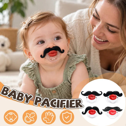 Red Lips and Mustache Baby Pacifier