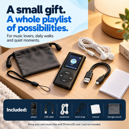 🎵 Pocket MP3 Player – Offline Music, Bluetooth Audio & LCD Screen
