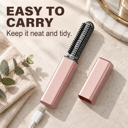 ✨ Tired of Messy Bangs? Style Them Anytime with This Compact Wireless Hot Comb! 💖
